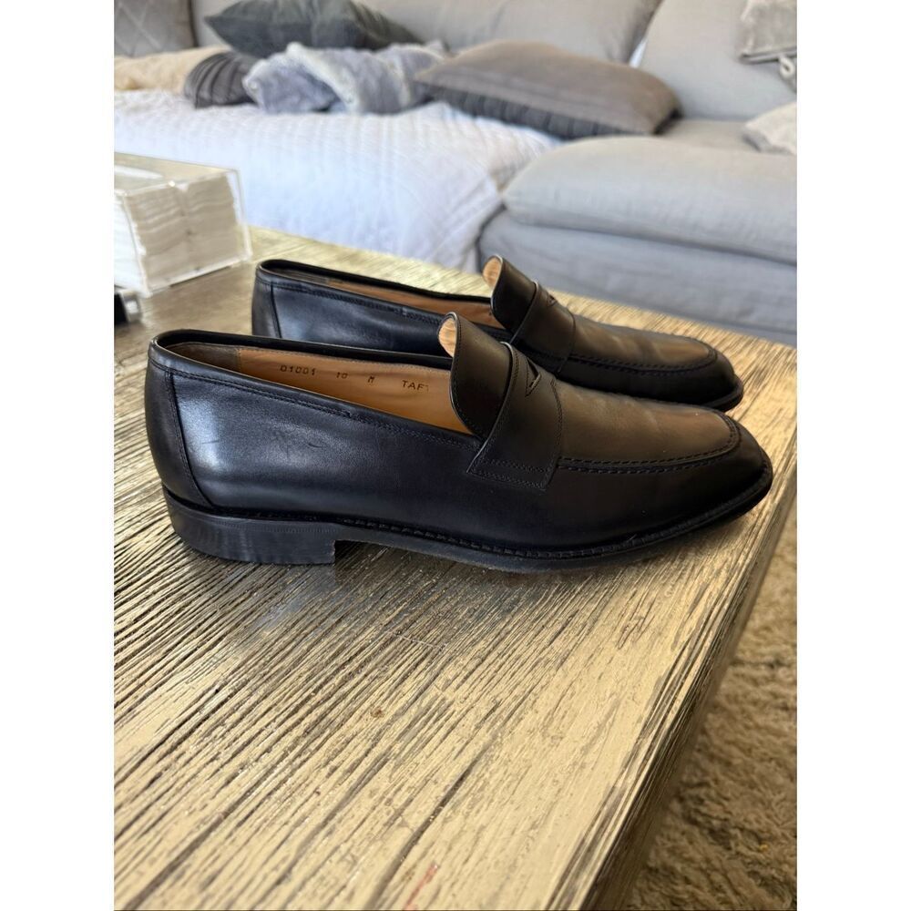 Bruno Magli Taft Black Leather Loafers Sz 10 Pristine